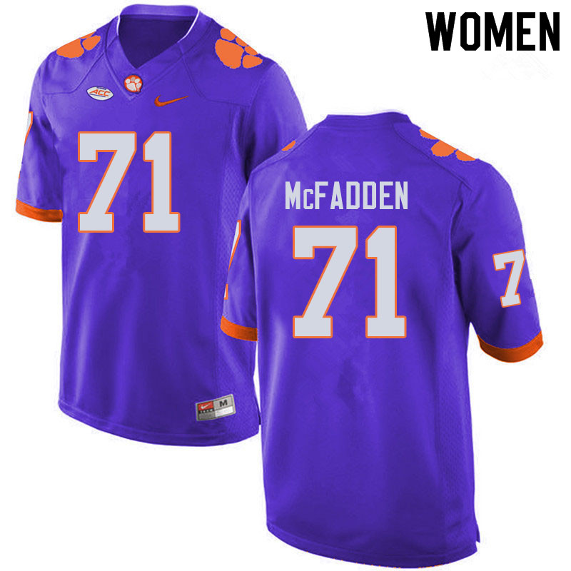 Women #71 Jordan McFadden Clemson Tigers College Football Jerseys Sale-Purple